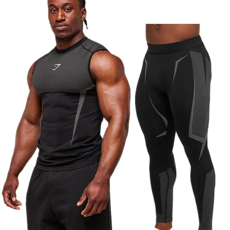 Men's Fitness Sports Dry Suit Tight Compression Clothing Outdoor Casual Vest And Pants