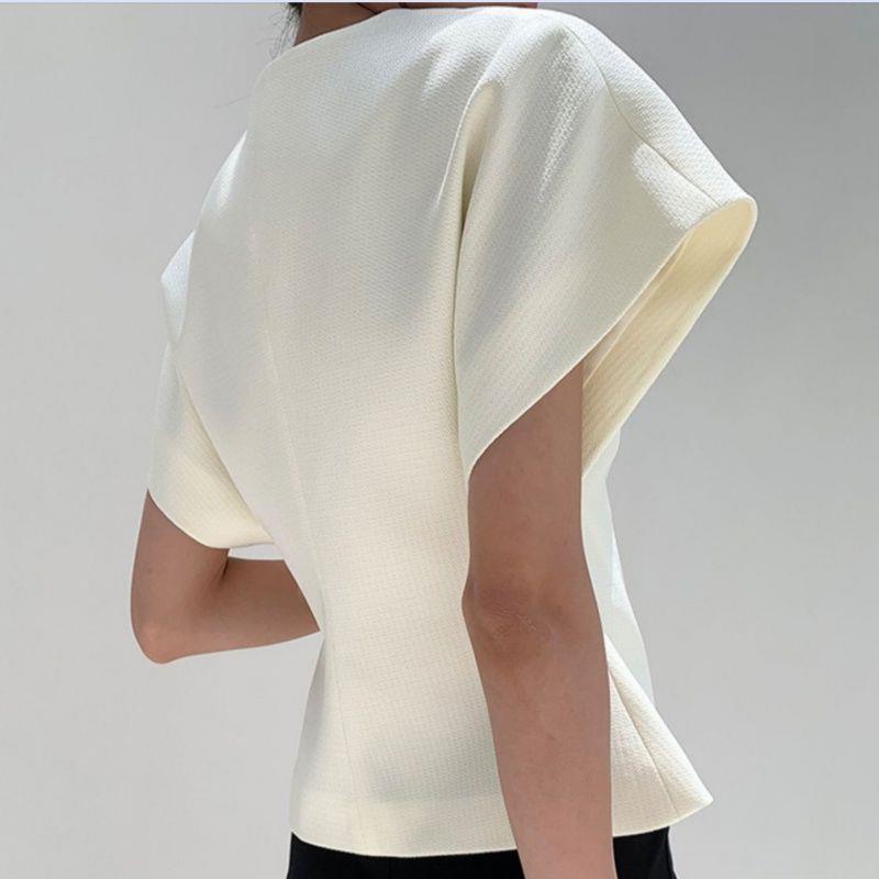 One-Button Vest Suit Fashionable French Elegant Top Asymmetrical Vest Tight Waist Slimming Shoulder Sleeve Women