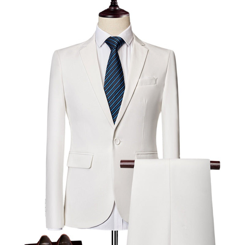 Men's Business Casual Suit Suit Suit Suit White Two-piece Suit