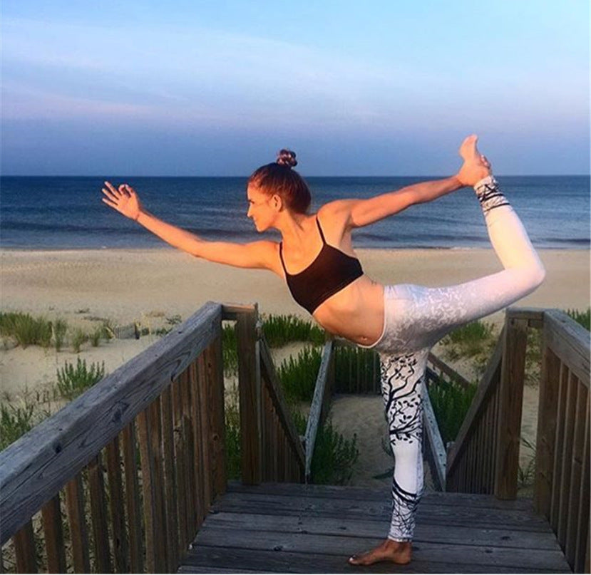 Yoga Pants Branch Printing Pants Quick-drying Tight Sports Pants