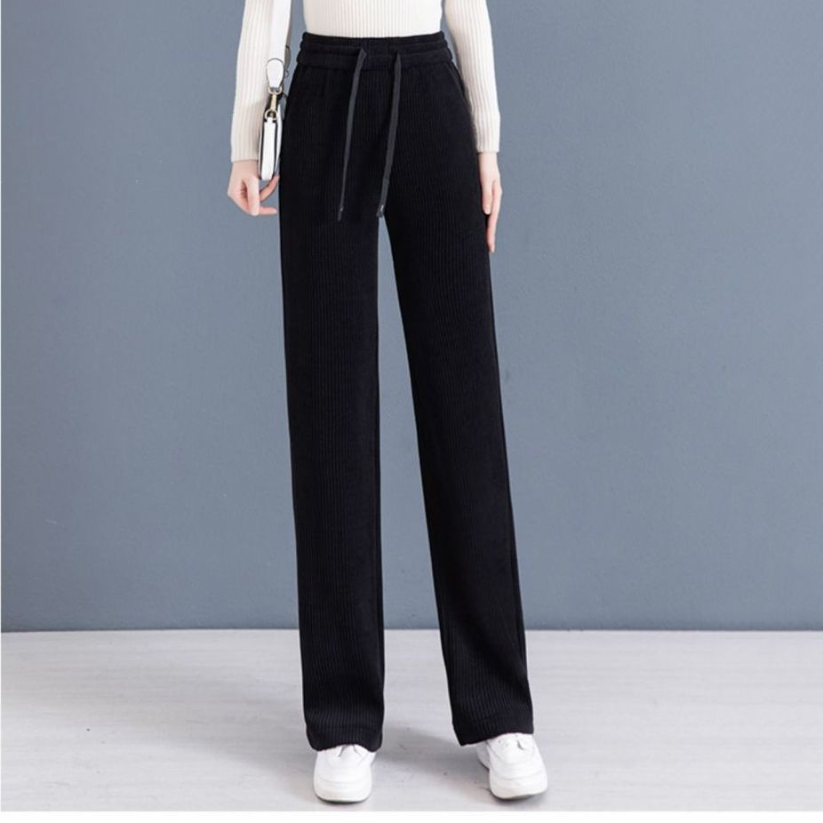 Spring High Waist Tall Slim-looking Casual Pants Drape Improved Slim-fit Women's Pant Lace-up Loose Wide-leg Pants