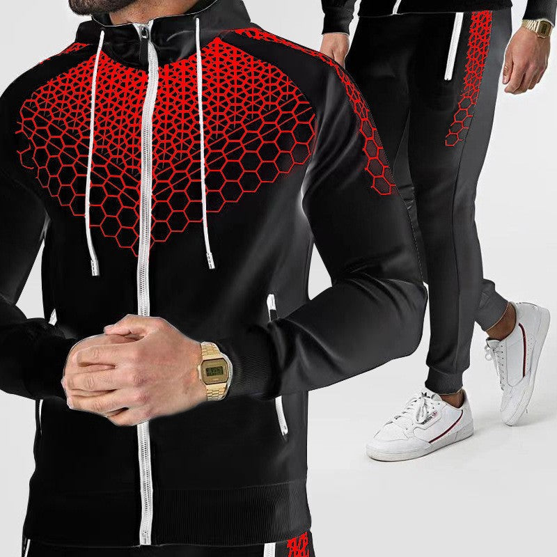 New European And American Hooded Sportswear Men's Jacket Casual Trousers Suit