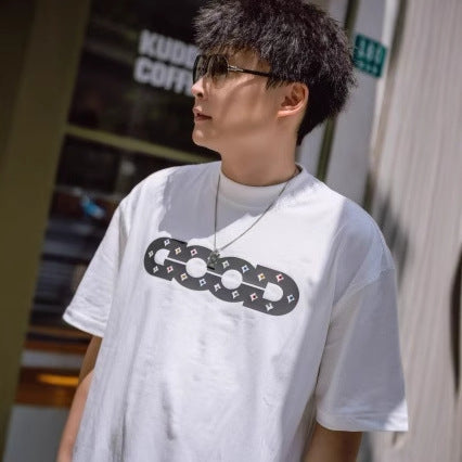 Goodbarand Cut Out Colored Diamond Foam Printed Men's And Women's T-Shirt Short Sleeves