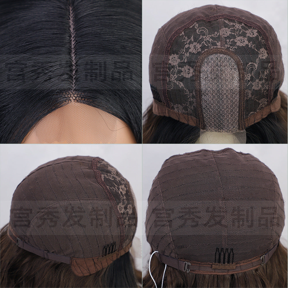 Viviane Front Lace Wig Middle Split  Dyed Water Ripple Short Curly Hair