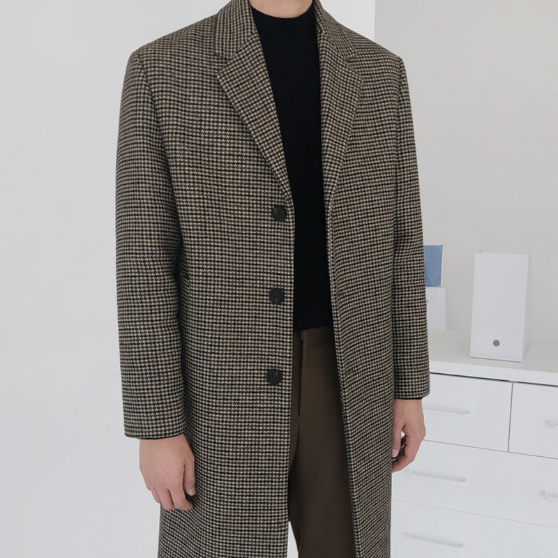 [Clearance] Woolen Overcoat Men's Mid-length Autumn And Winter Thickened Korean Style Handsome Trendy Windbreaker Over The Knee Woolen Outer