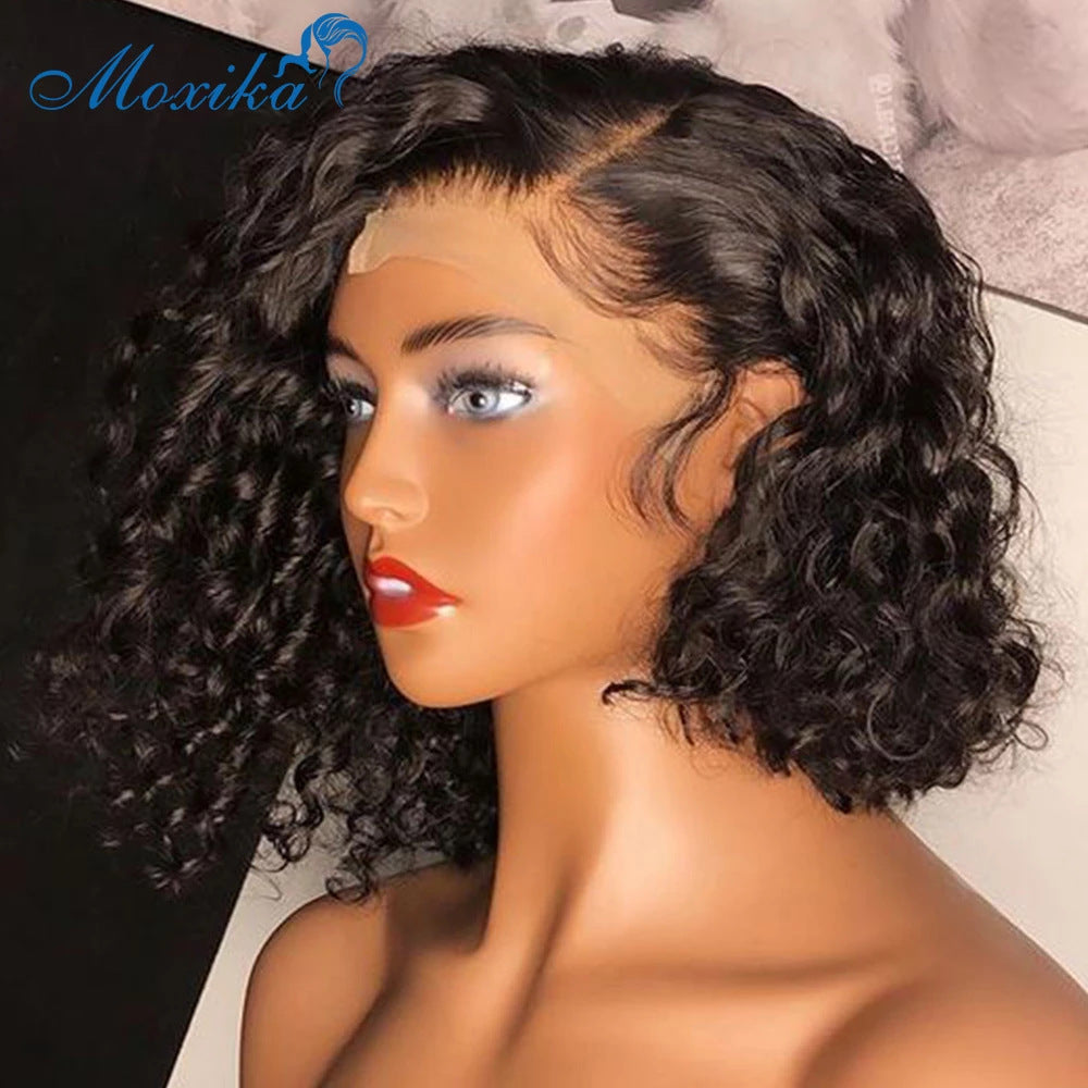 European, American And African Cross-border E-commerce Bobo-water Humanhair Mid-part Partial Female Real Hair Lace Headgear