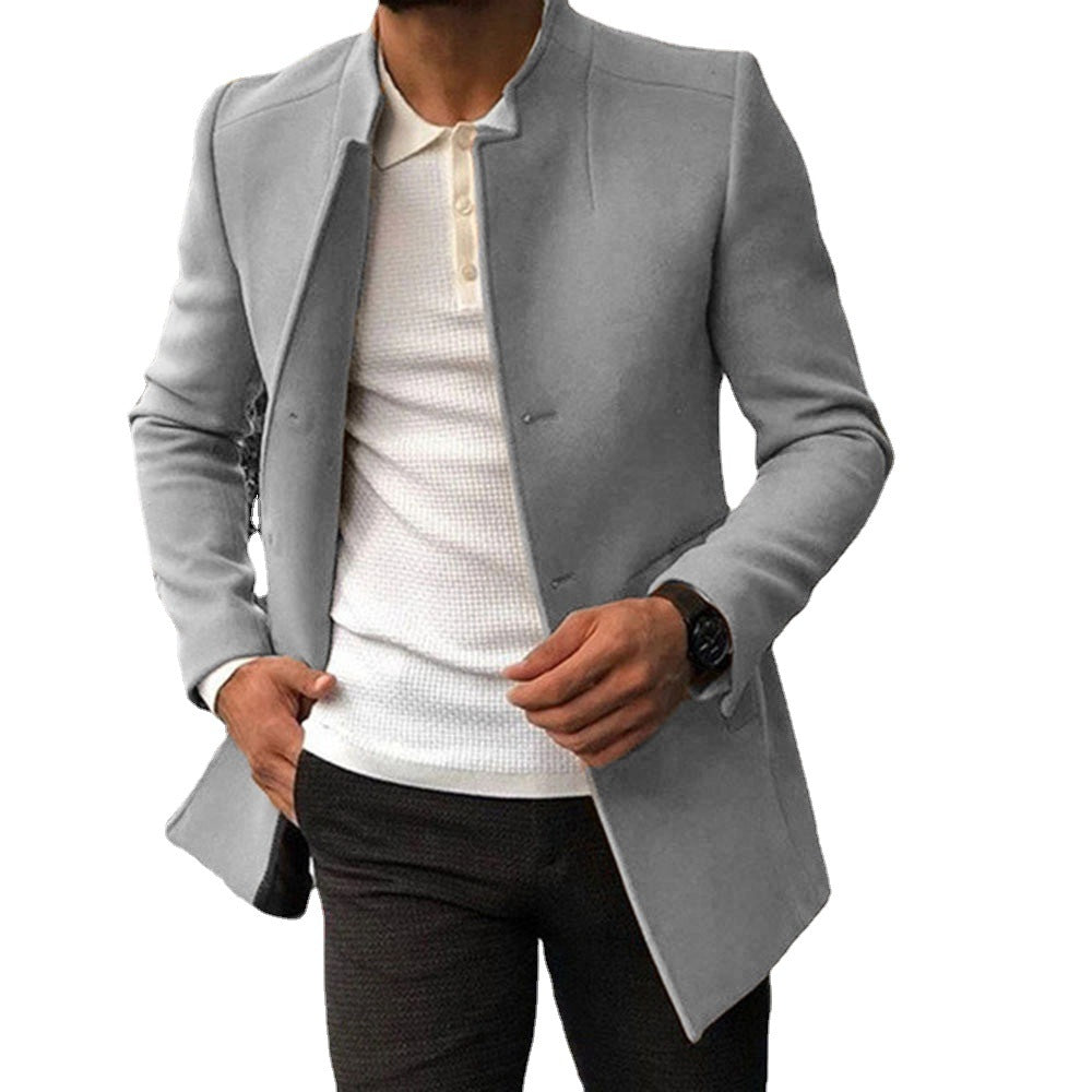 Men's Youth Suit Autumn New Trend Men's Solid Color Slim Fit Woolen Coat Manufacturers