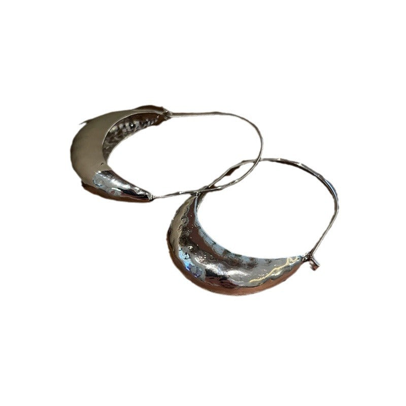 Sail Boat-Shaped Embossed Large Earrings Personalized 18K Gold Plated Simple Fashion Ear Buckles Atmospheric Ear Jewelry