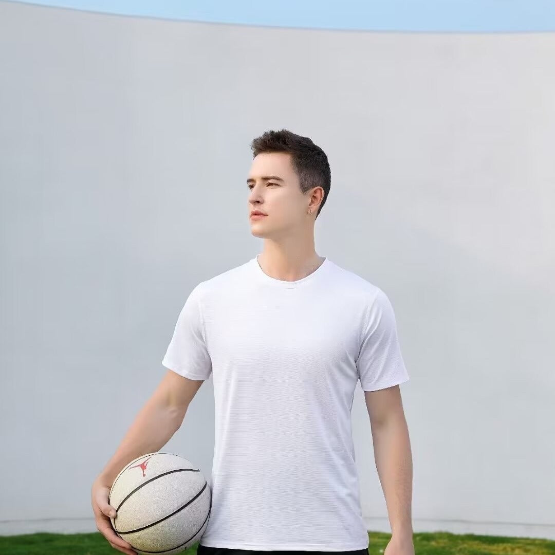 Summer T-shirt Short-sleeved T-shirt Men's Work Solid Color Loose Half-sleeved Round Neck Sweatshirt Simple All-match