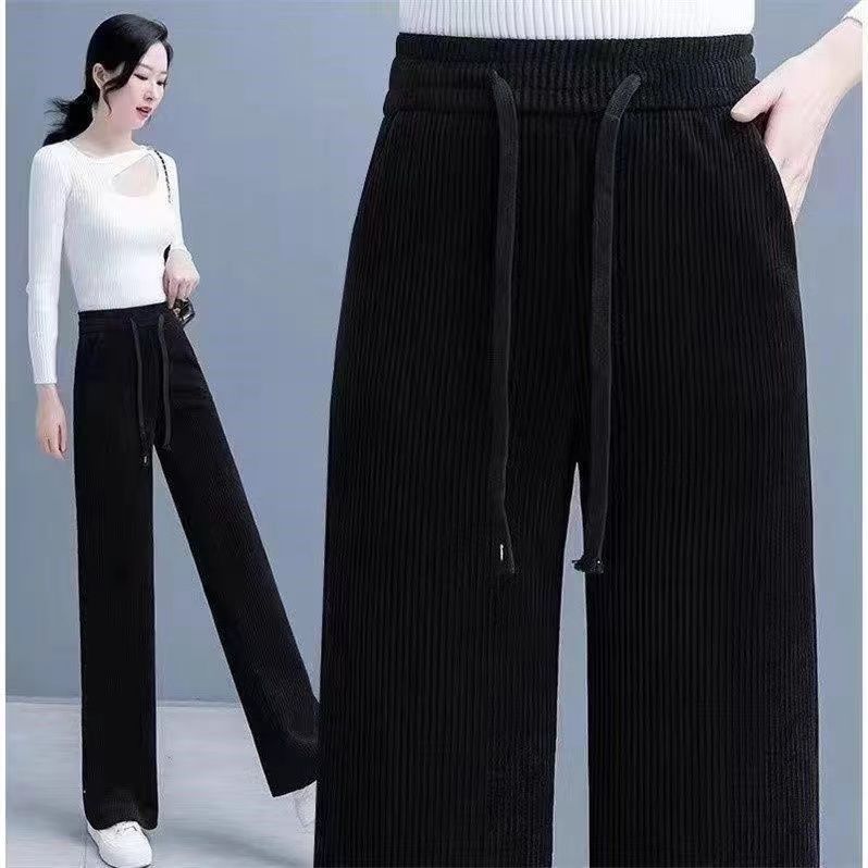 Spring High Waist Tall Slim-looking Casual Pants Drape Improved Slim-fit Women's Pant Lace-up Loose Wide-leg Pants