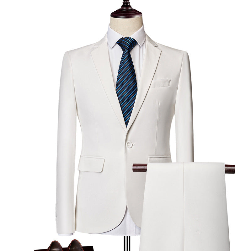 Men's Business Casual Suit Suit Suit Suit White Two-piece Suit