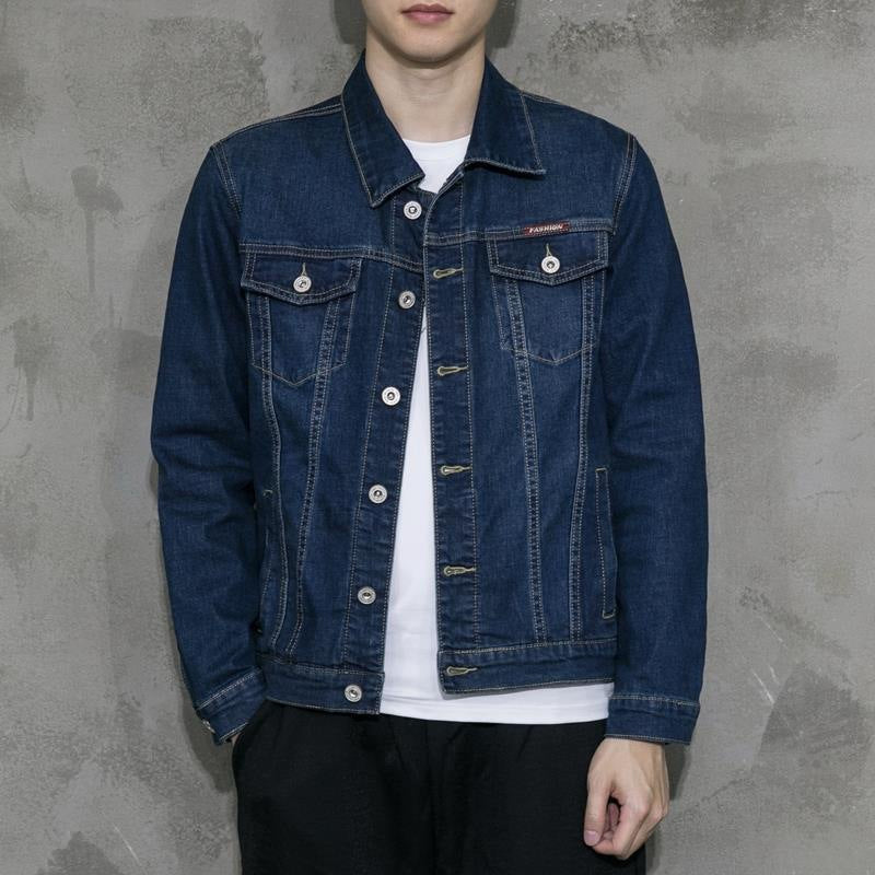 Spring And Autumn Men's Denim Jacket Slim Fit Simple Lapel Jacket Men's Korean Style Tooling Casual Denim Clothing Men's Clothing