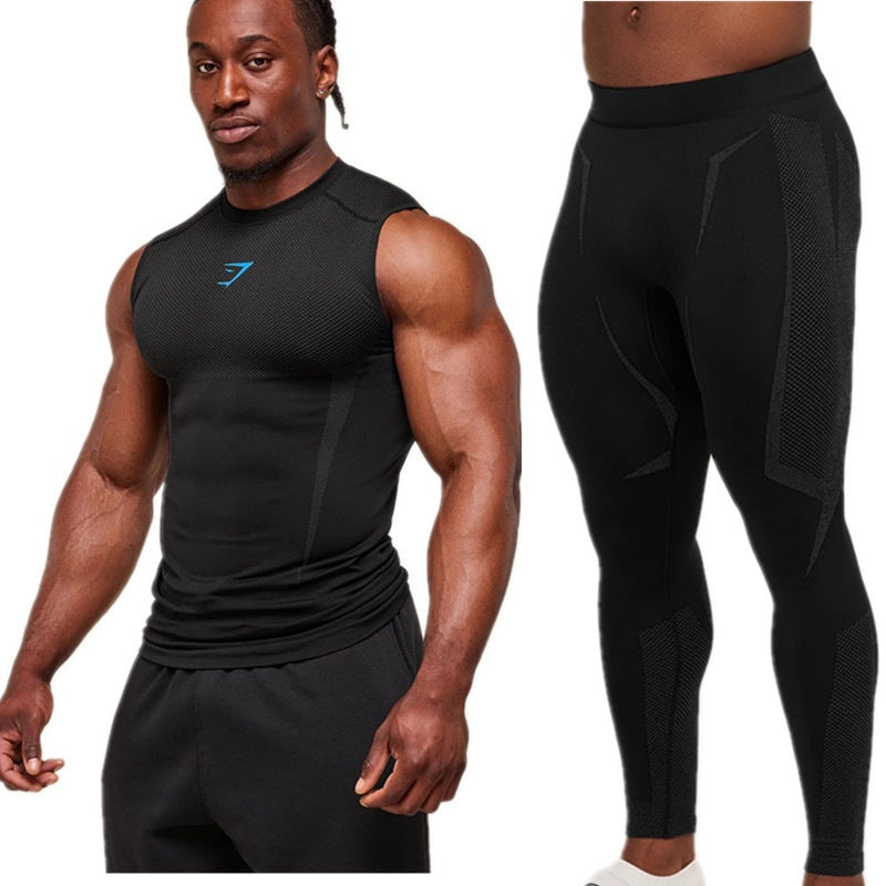 Men's Fitness Sports Dry Suit Tight Compression Clothing Outdoor Casual Vest And Pants