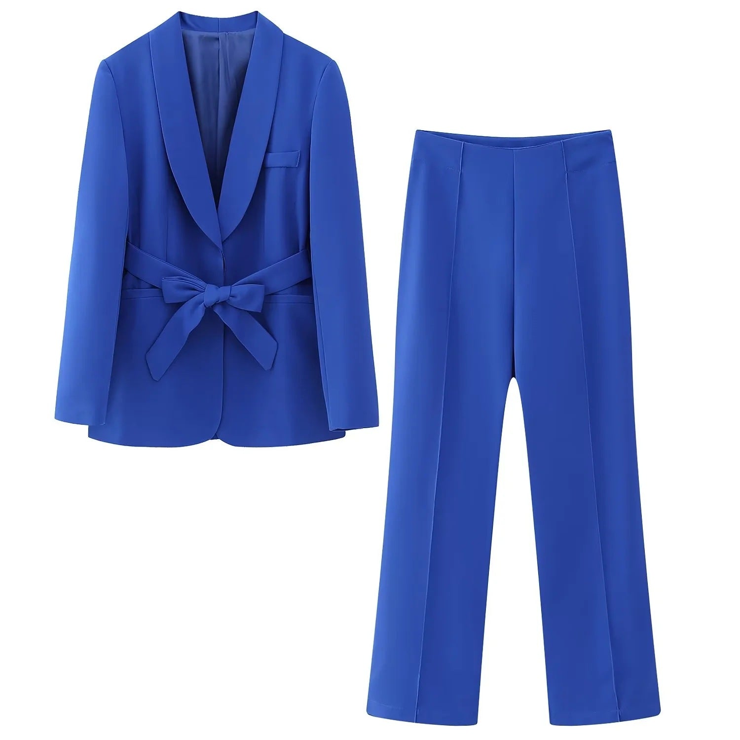 Women's Clothing French Style With Belt Dress Small Suit Jacket + Casual Trousers Suit
