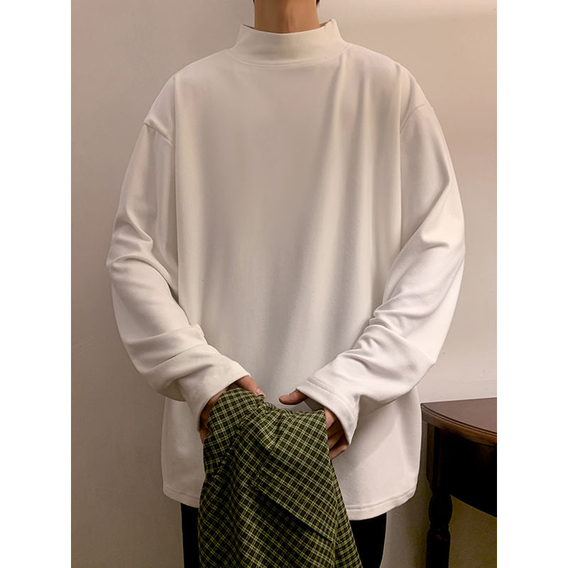 Woolen Casual Suit Men's Suit Collar Loose Solid Color Two-piece Set Side Zipper