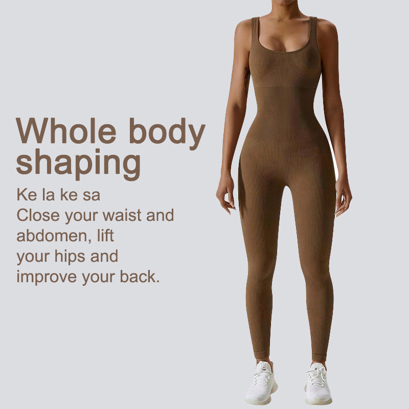 Belly Tinting Peach Hip Hip Hip out wear Fitness Jumpsuit