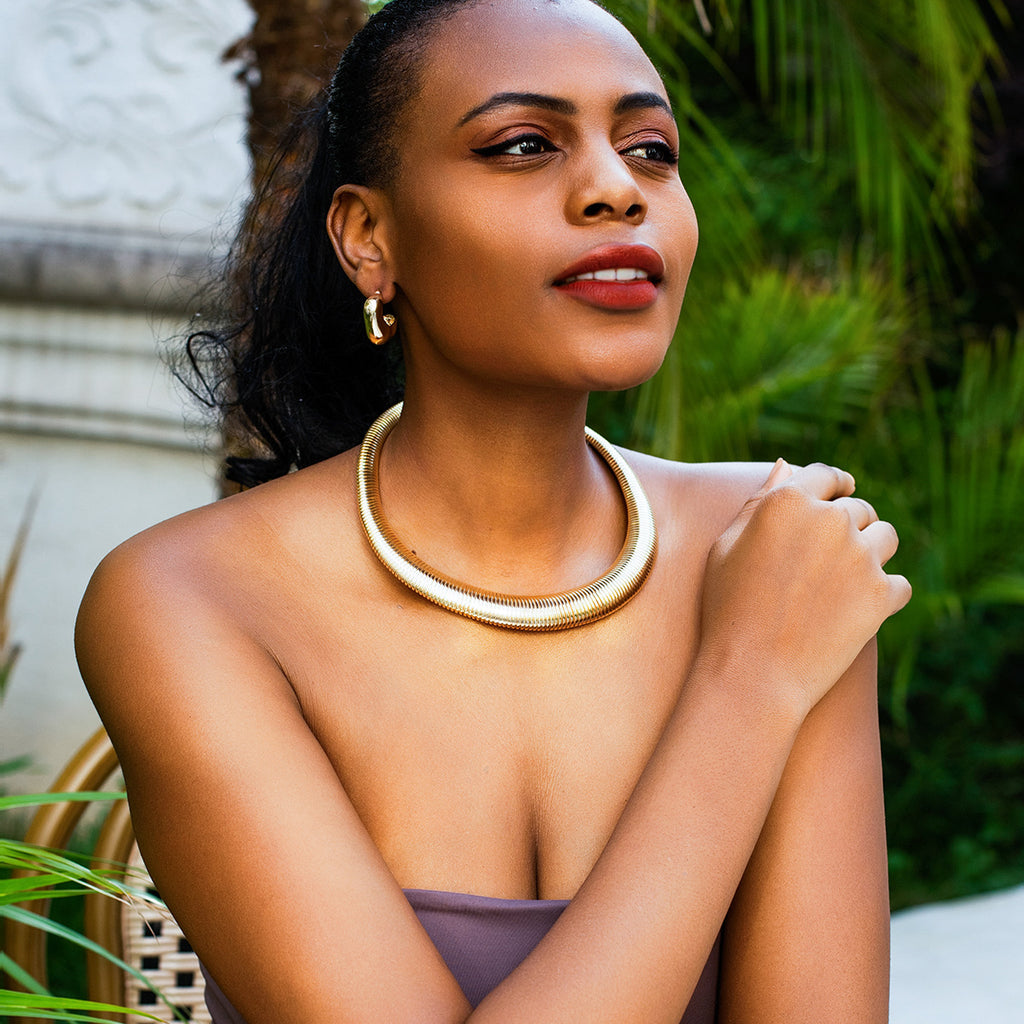 European And American Cross-border Jewelry Simple Fashion Multi-layer Collar Women's Necklace Chocker Hip-hop Exaggerated Snake Bone Chain