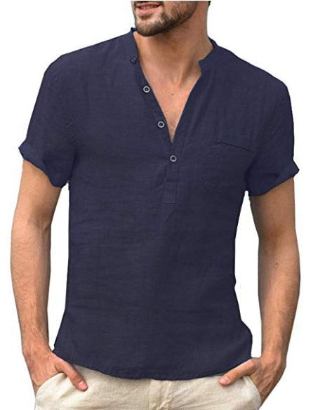 Cotton Linen Shirt Casual Linen Solid Color Shirt