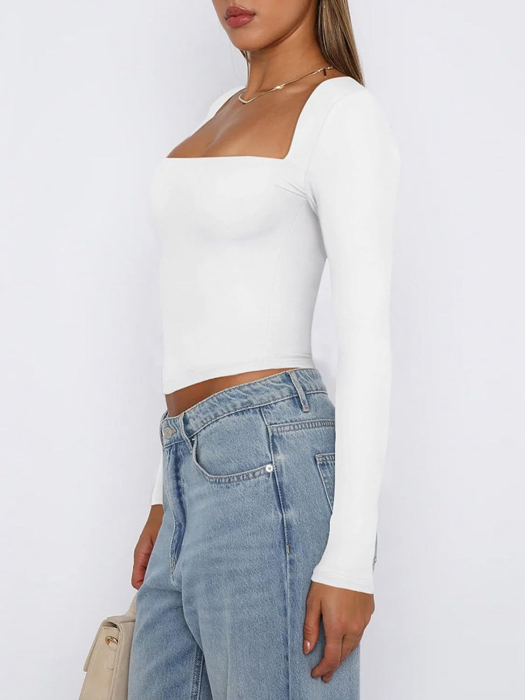 Navel Square Collar T-shirt Top