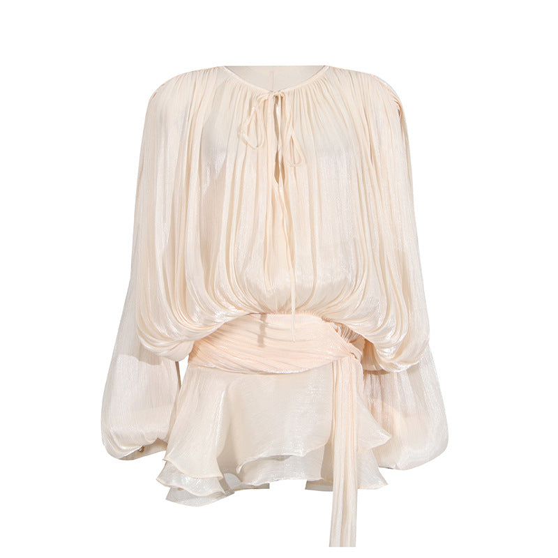 European And American Sexy Sweet And Spicy Style Dress 2025 New Loose Lazy Long Sleeve Strap Slim-fit Short Dress For Women