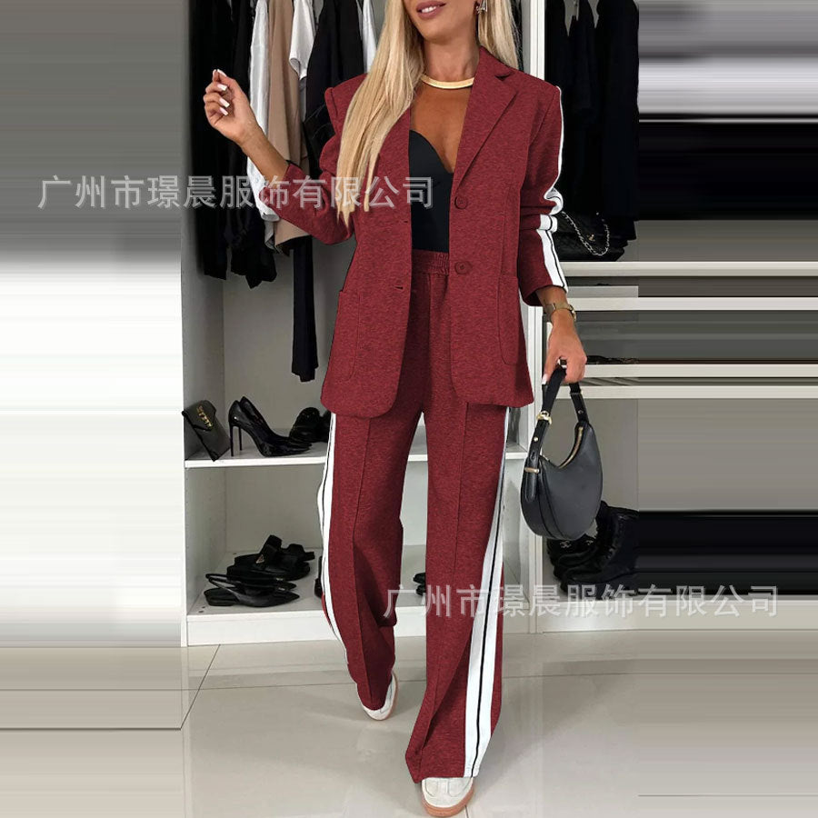 Amazon Cross-border 2024 Autumn European And American New Women's Fashion Comfortable Elegant Two-piece Suit Lapel Suit