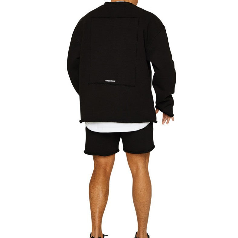 Casual Sports Suit Raw Edge Bottoming Round Neck Sweater