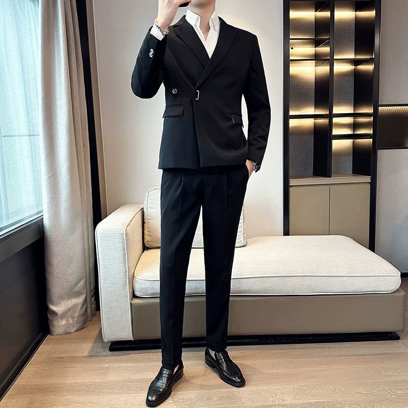 Light Familiar Simple Personality Niche Design Small Suit Men's Slim Business Casual Jacket Korean Version Youth Handsome Suit