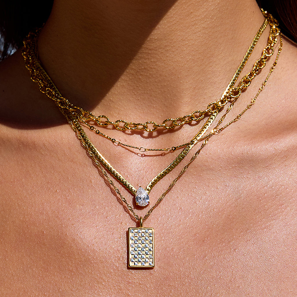 Rhinestone Titanium Steel Necklace Light Luxury High-End Jewelry Non-Fading Stainless Steel Jewelry Women's