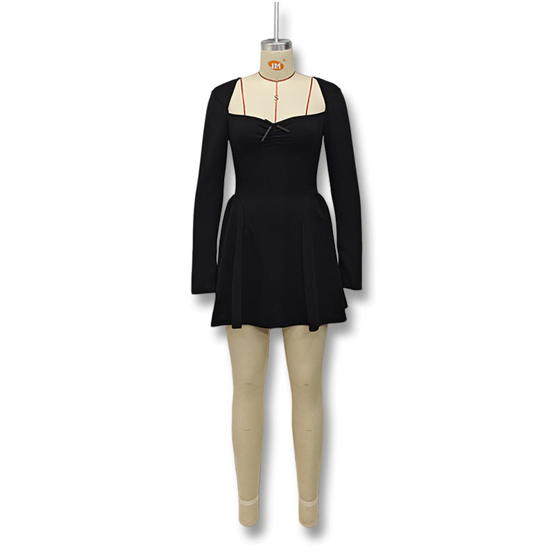 New Autumn Sexy Long Sleeve Tube Top Slim A Short Dress