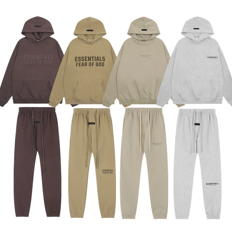 Flocking Printed American Sweatshirt And Sweatpants Casual Suit For Men