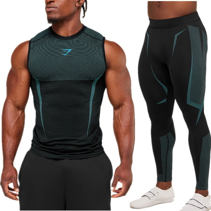 Men's Fitness Sports Dry Suit Tight Compression Clothing Outdoor Casual Vest And Pants