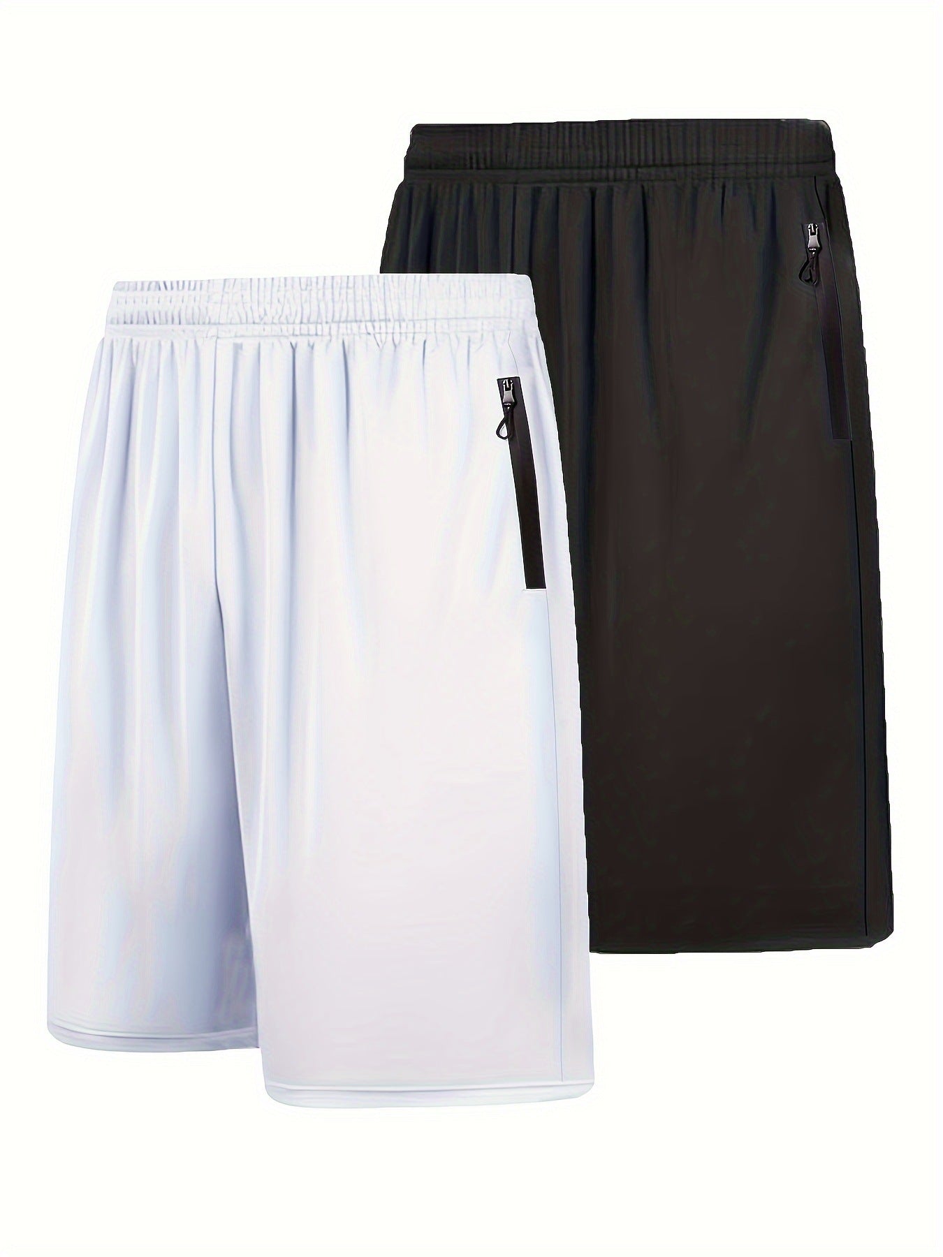 2Pcs Quick Dry Men's Athletic Shorts With Elastic Waistband