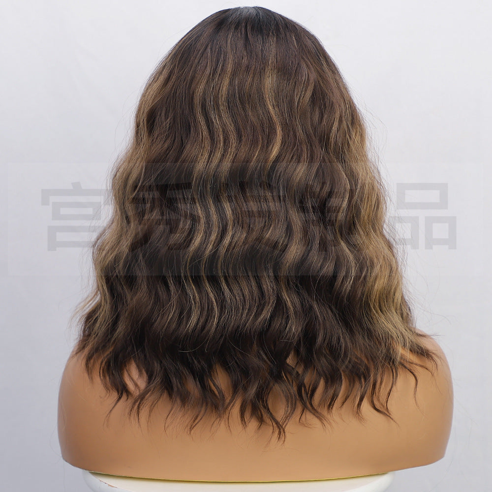 Viviane Front Lace Wig Middle Split  Dyed Water Ripple Short Curly Hair