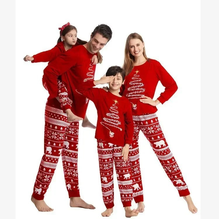 Cotton Christmas Parent-Child Clothes Family Clothes Christmas Family Of Three And Four Parent-Child Pajamas Suit