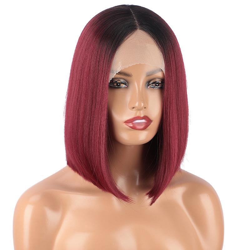 Front Lace Bob Short Straight Hair Chemical Fiber  Wigs