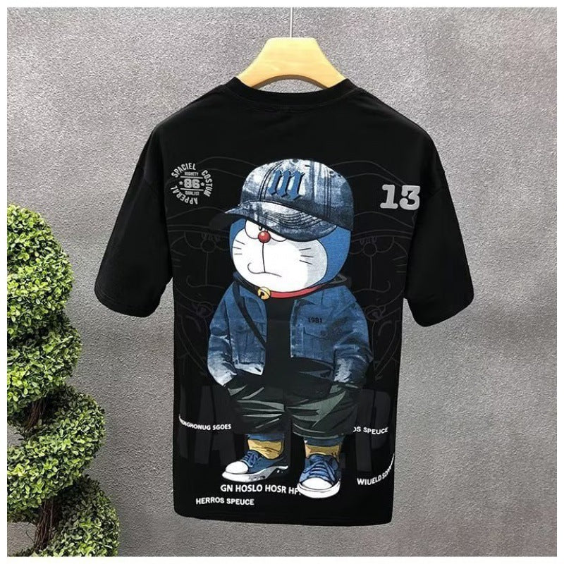 Youth Printed Men's Short Sleeve T-shirt Half Sleeve Summer Men's Handsome Fashion Brand Cartoon T-shirt Top Summer