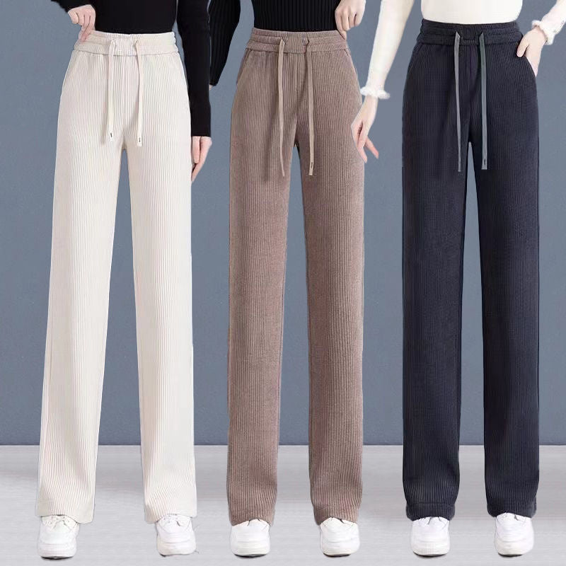 Spring High Waist Tall Slim-looking Casual Pants Drape Improved Slim-fit Women's Pant Lace-up Loose Wide-leg Pants
