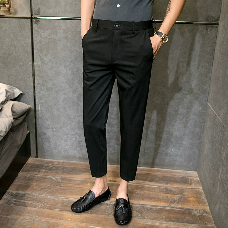 Draping Trousers Men's Summer Thin Korean Version Of The Trendy Business Suit Pants Slim Feet Casual Nine-point Suit Pants