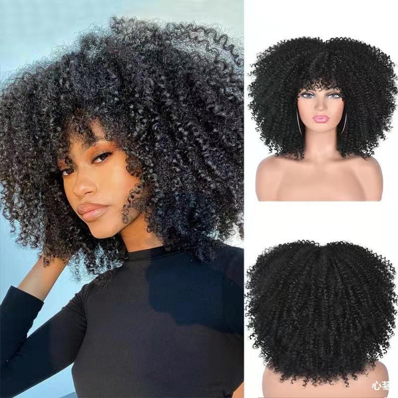 Cross-border European And American Chemical Fiber Wigs Full Head Hair Hair Female Manufacturers African Small Curly Hair Wigs Headgear