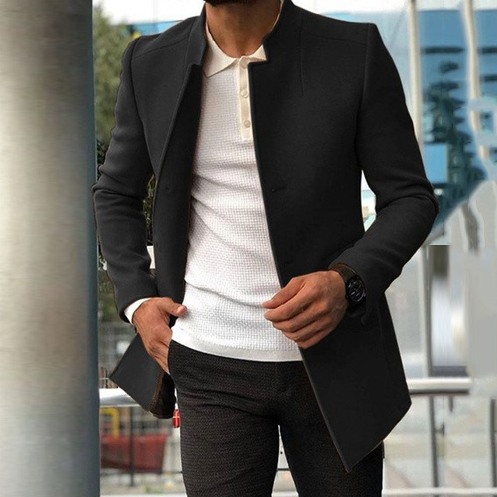 Men's Youth Suit Autumn New Trend Men's Solid Color Slim Fit Woolen Coat Manufacturers