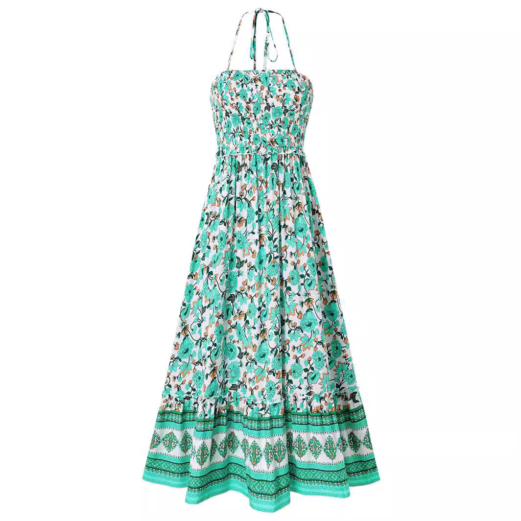 Dress Bohemian Style Printed Halter For Woman