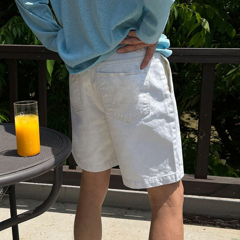 MYQ Retro Washed Denim Shorts Men's Summer Loose Casual Mid-length Pants Korean-style Fashionable And Handsome Pants