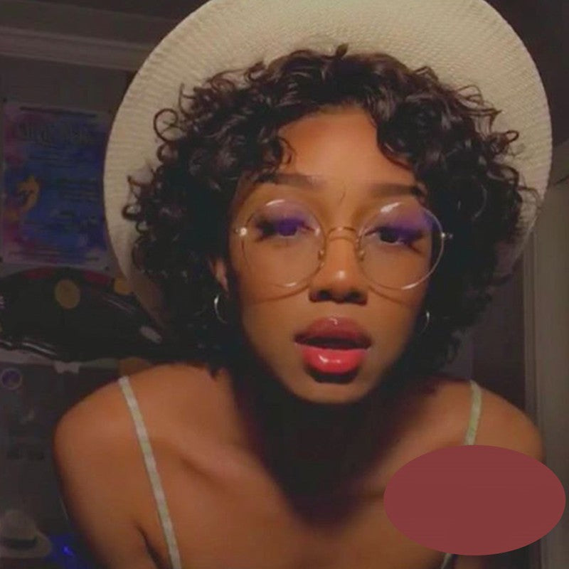 Nina Short Black Curly Hair Silky Lace Front