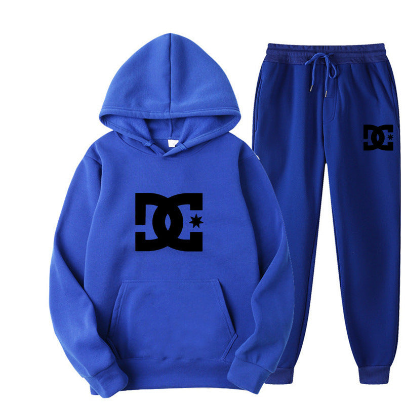 Casual Fashion Printed Sportswear Men&amp;amp;#039;s 14-color Warm Hooded Sweater 2-piece Set + Trousers Jogging Sweater