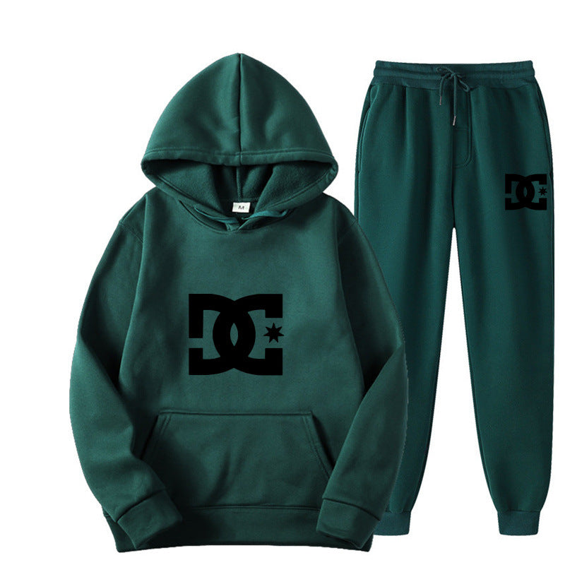 Casual Fashion Printed Sportswear Men&amp;amp;#039;s 14-color Warm Hooded Sweater 2-piece Set + Trousers Jogging Sweater