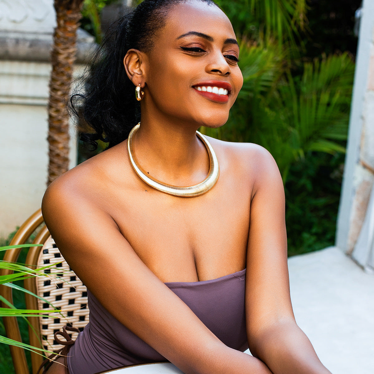 European And American Cross-border Jewelry Simple Fashion Multi-layer Collar Women's Necklace Chocker Hip-hop Exaggerated Snake Bone Chain