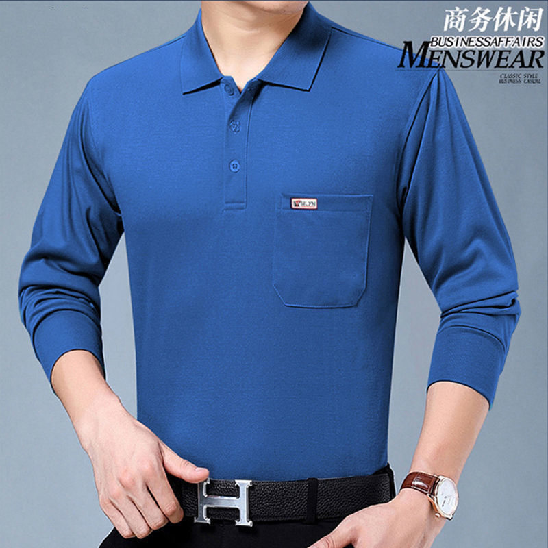 Spring And Autumn Men&amp;amp;#039;s Long-sleeved T-shirt Polo Shirt Striped Loose