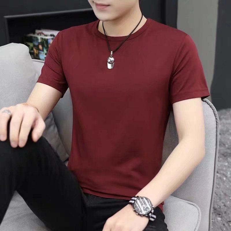 Men&amp;#039;s Solid Color White Short-sleeved T-shirt
