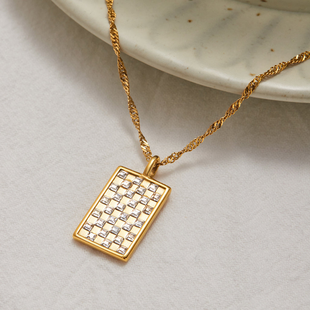 Rhinestone Titanium Steel Necklace Light Luxury High-End Jewelry Non-Fading Stainless Steel Jewelry Women's