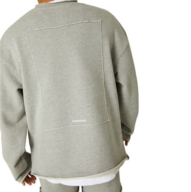 Casual Sports Suit Raw Edge Bottoming Round Neck Sweater